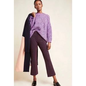 Anthropologie stretchy “essential crop kick flare” maroon navy pants